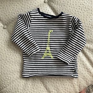 Jacadi Eiffel Tower long sleeve black and white stripe shirt size 18 months